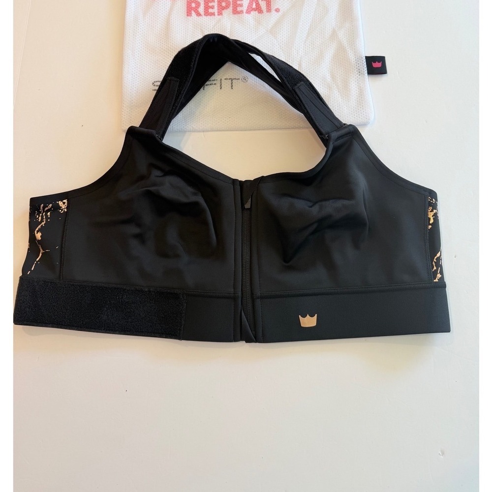 SHEFIT Ultimate Sports Bra Black Rose Gold Marble‎ Foil High Impact Size 1 Luxe